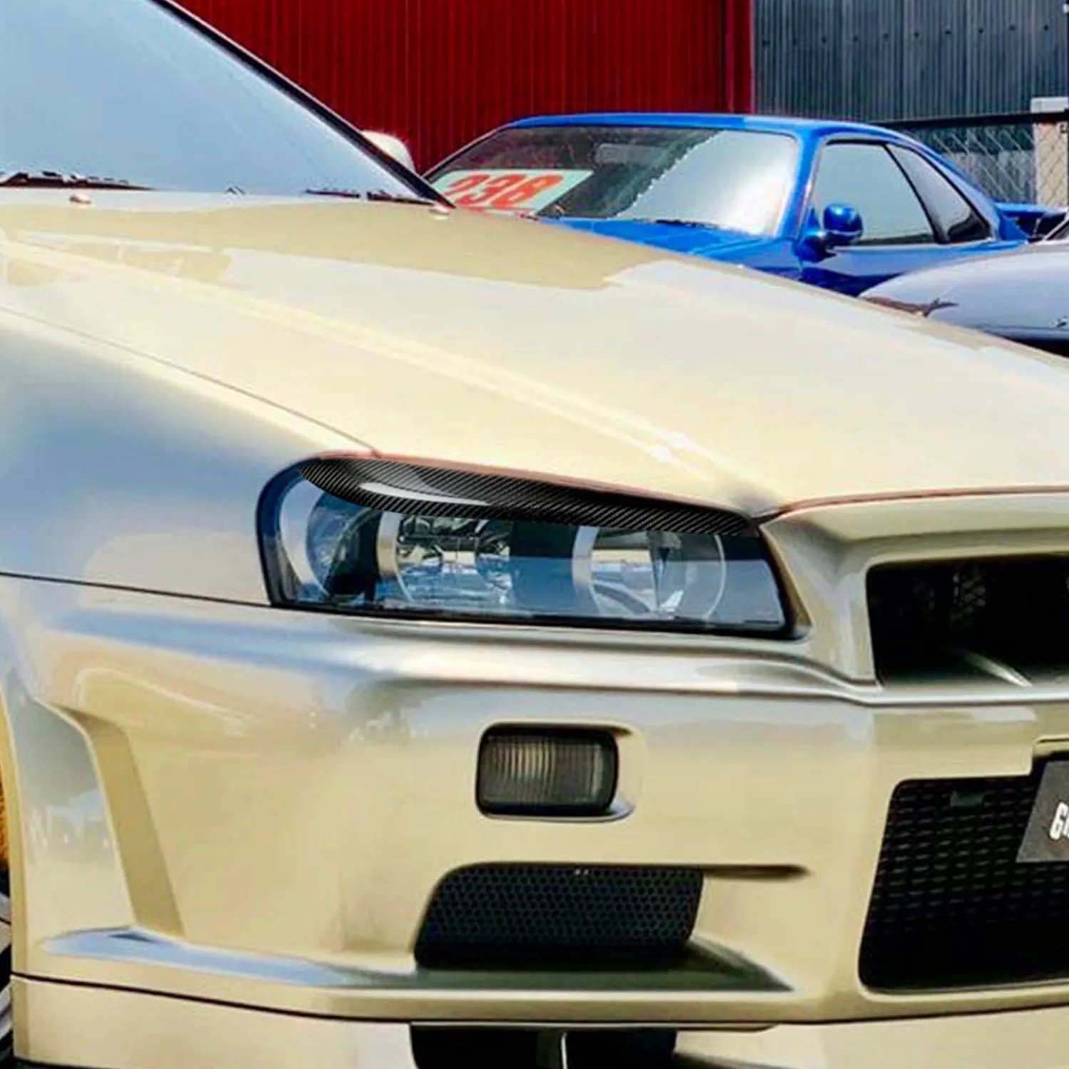 Стайлинг автомобиля наклейки на фары брови веки отделка для Nissan Skyline R34 GTR GT-T 1999 2000