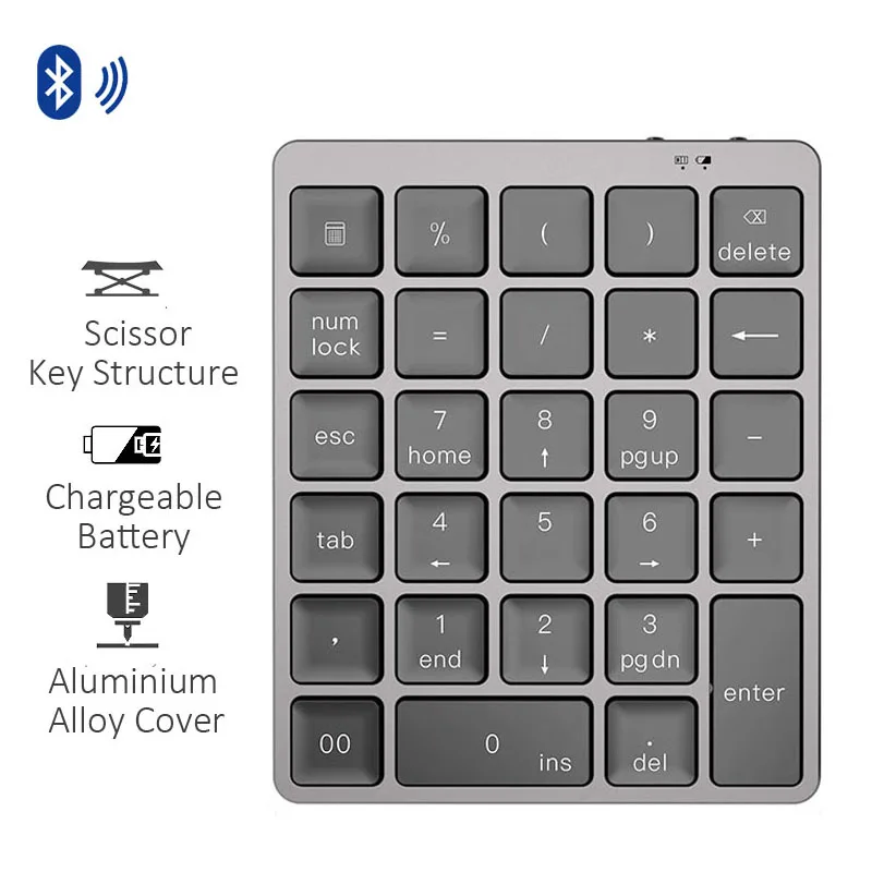 

Bluetooth Numeric Keypad Protable Aluminium Alloy Wireless Keyboard Cover For Ipad Android Windows phone Mackbook Tablet