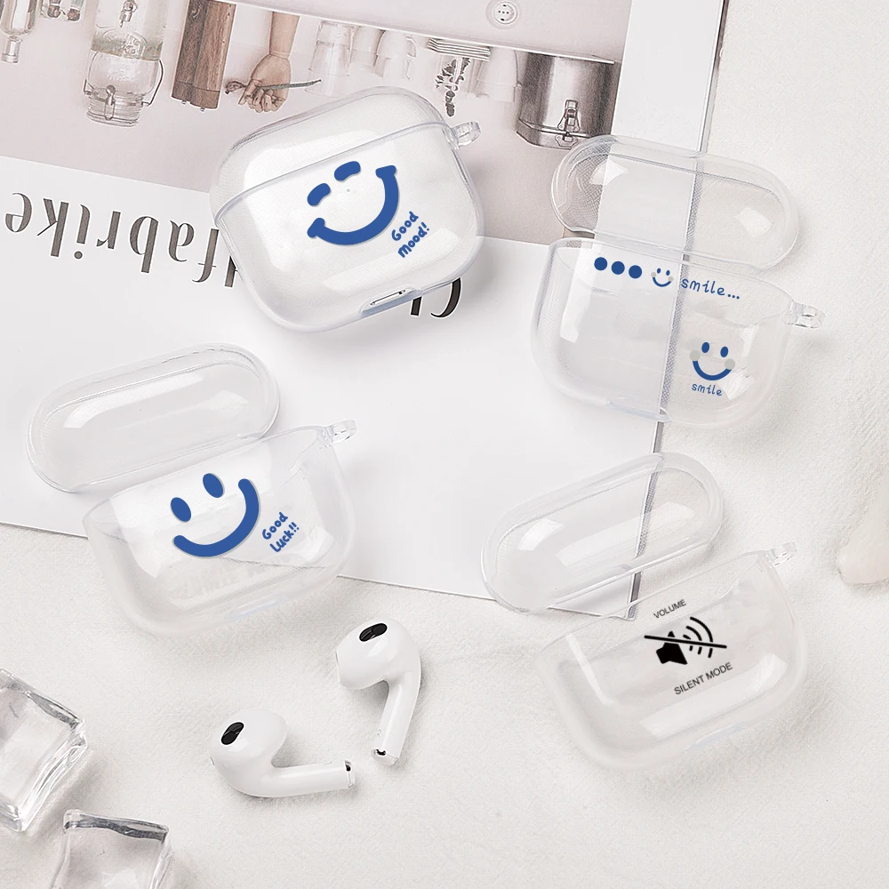

Прозрачный чехол Smile для AirPods 3 2 1 Pro, чехол, прозрачный защитный чехол для наушников Airpods Pro 2 1 3 Air pods, мягкий чехол