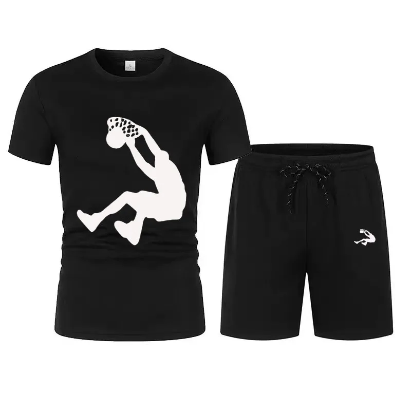

Men's summer T-shirt+shorts 2-piece quick drying Sportswear suit comfortable Sportswear casual breathable T-shirt