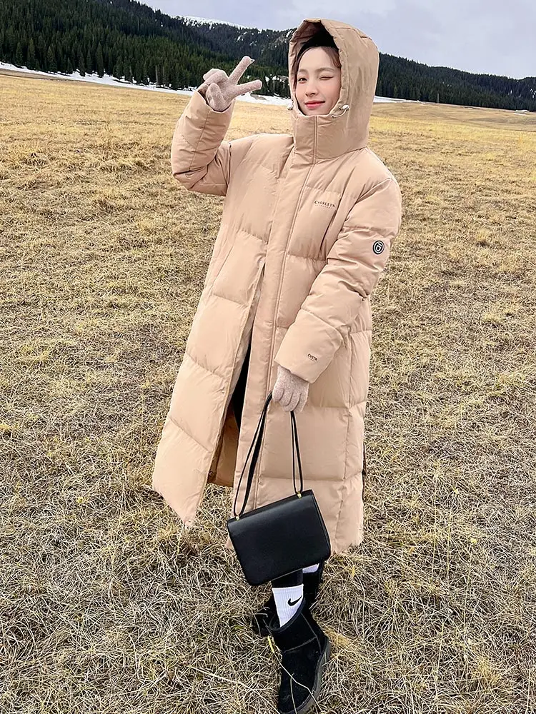 MEILLY DOLPHIN Winter Down Cotton Jacket Women Fashion Hooded Casual Pocket Zipper Thick Long Parkas Winter Coat Female Outwear