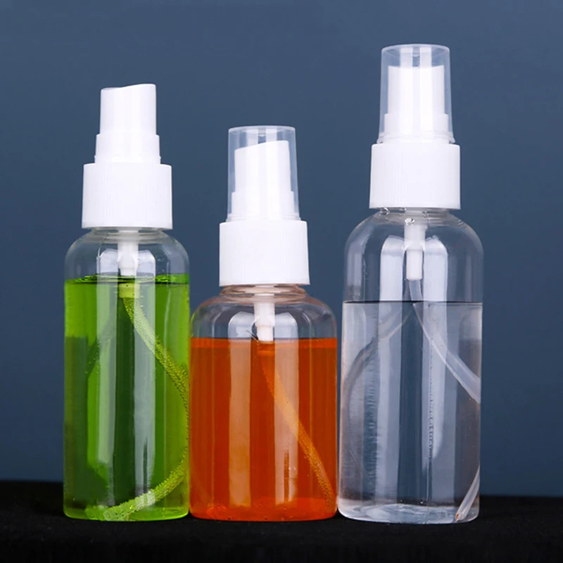 

5/20ml Refillable Transparent Spray Bottle Empty Travel Pet Plastic White Fine Mist Container Refill Bottlecosmetic Sub-Bottling