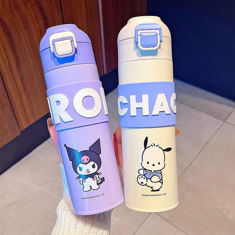 

Kawaii Sanrio Kuromi Insulation Cup Cute Student Water Cup Cartoon Cinnamoroll Direct Drinking Cup Office Home Portable Bottle