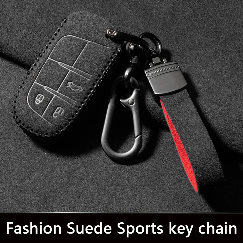 

Sport Suede Leather Car Remote Key Case Cover For Jeep Renegade Wrangler JK JL Grand Cherokee Compass Patriot Journey Charger