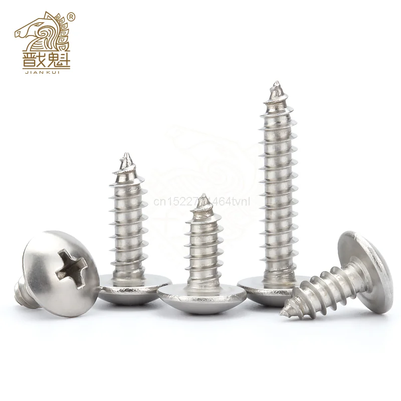 20/55pcs Cross Recessed Truss Head Self-tapping Screw 304 Stainless Steel M3 M4 M5 M6 Phillips Mushroom Head Wood Screw