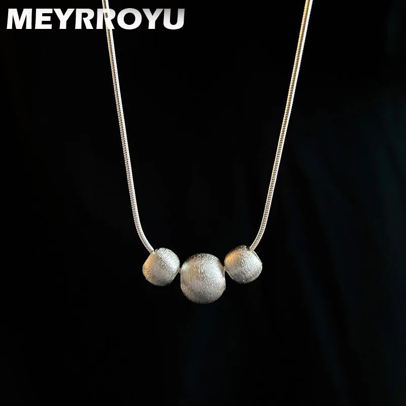 

MEYRROYU Brushed Round Ball Necklace Snake Chain 2023 New Fashion Jewelry For Women Girl Friend Gift Birthday Party бижутерия