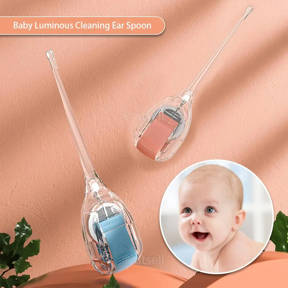 

Baby Kids Silicone Pick Spoon Health Care Visible Safe Flash Lighting Ear Clean Earwax Remover Tool Infant Children Ear Curette