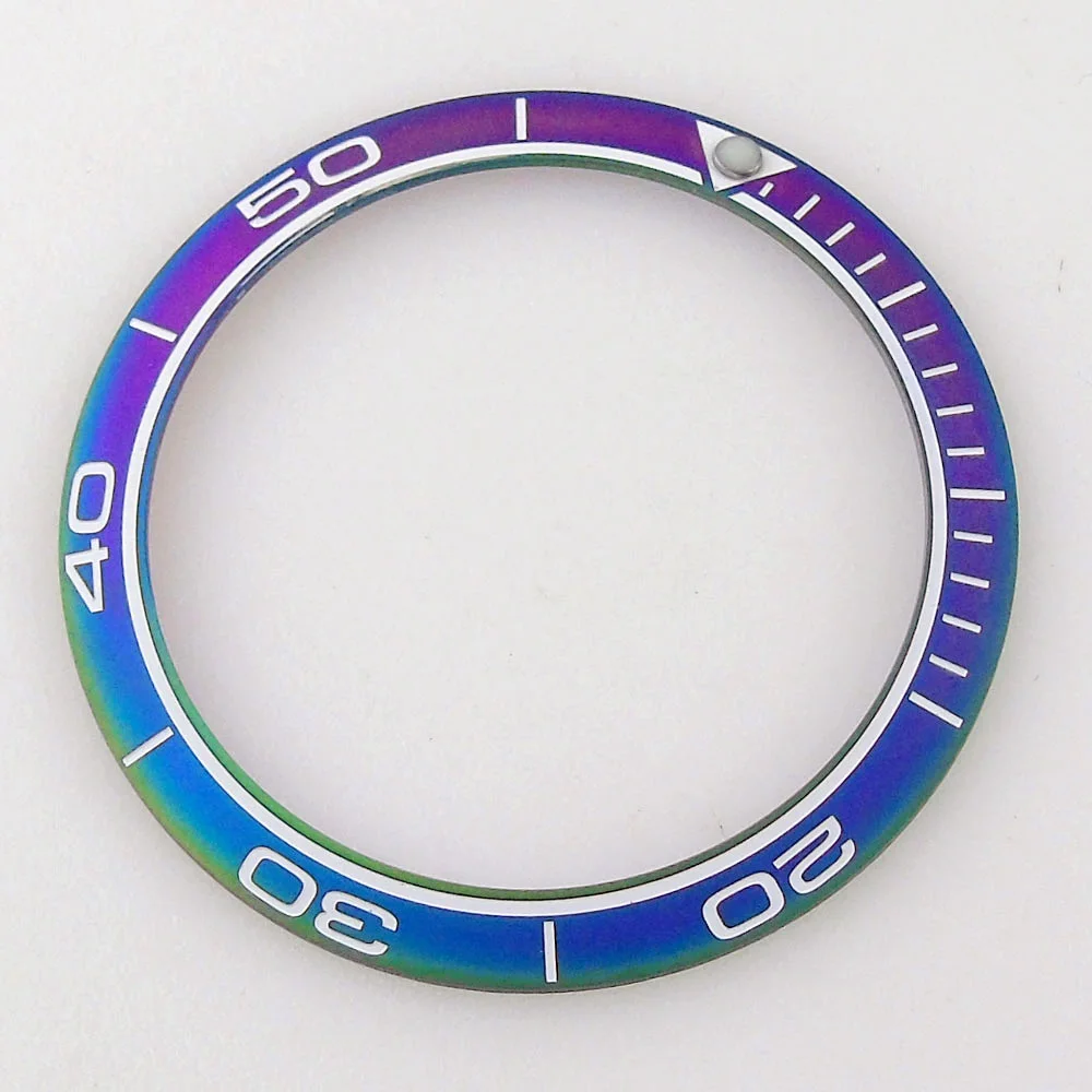 Slope 38mm*30.6mm Alloy Watch Bezel Insert Dark Blue Rainbow Ring for Diver SUB GMT Watch Case Mod Watch Accessories