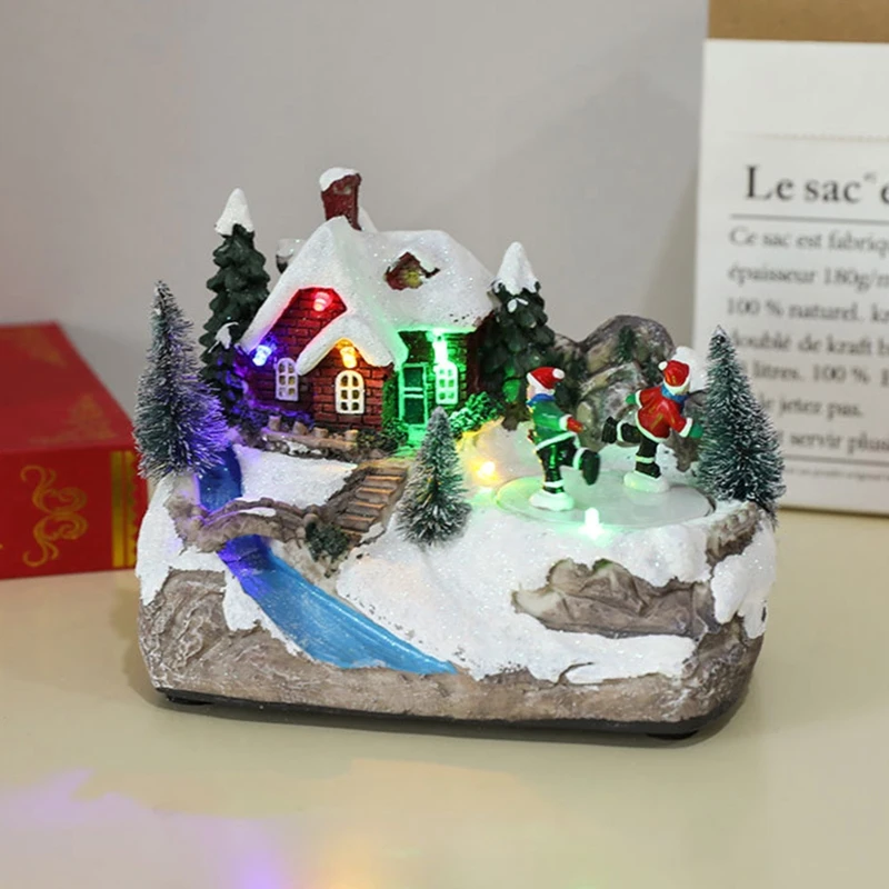

Luminescent Small House Music LED Light Driven Lighting Christmas Resin Christmas Scene Village Cottage Town River 53CA