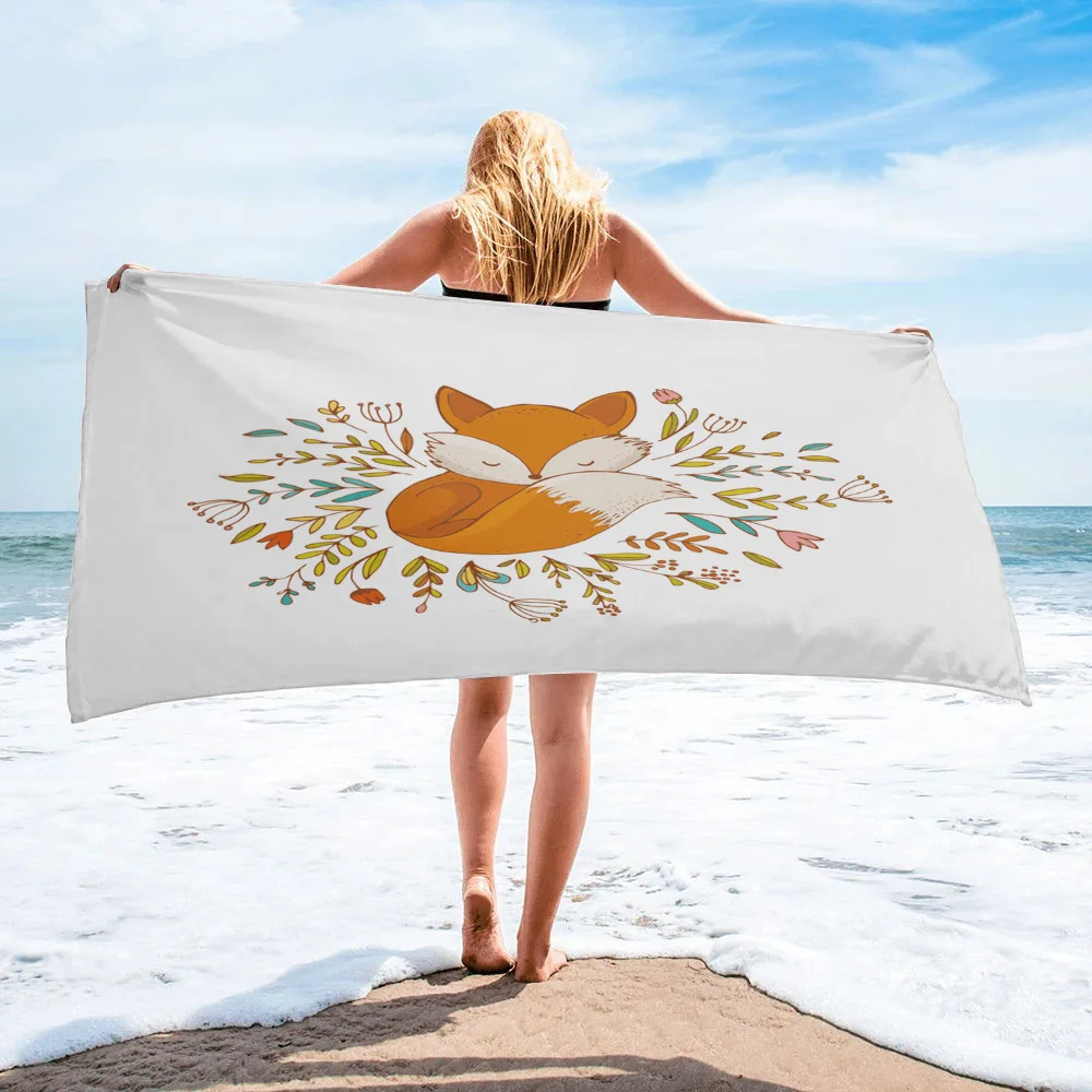 

Милое банное полотенце с маленькими лисьими цветами для взрослых, предметы первой необходимости, летнее быстросохнущее полотенце для лица