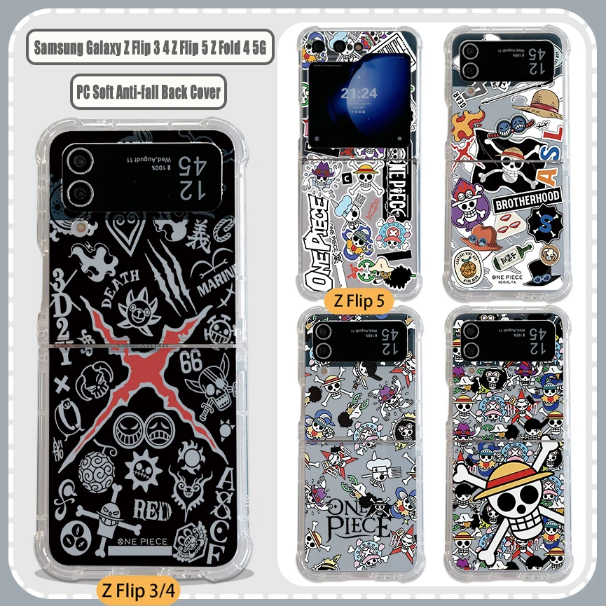 Фото Чехол для телефона с японским аниме L-Luffys с логотипом для Samsung Galaxy Z Flip 3 4 Z Flip 5 Z Fold 4 5G PC Ones Мягкий противоударный чехол №2