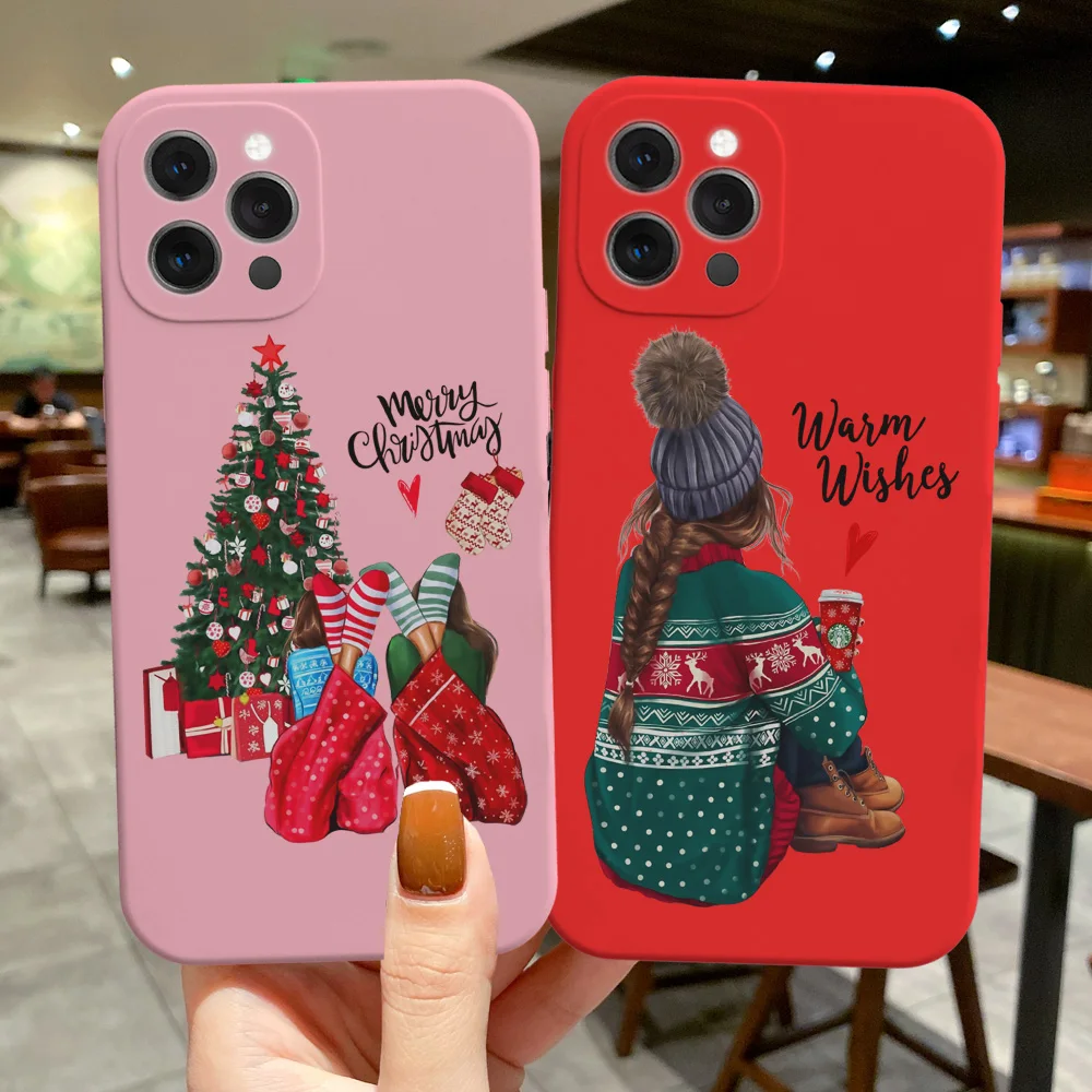 Рождественский подарок чехол для телефона iPhone 11 12 13 14 15 Pro Max  14Plus 13Mini 13Pro Max милая девушка Силиконовый противоударный чехол |  AliExpress