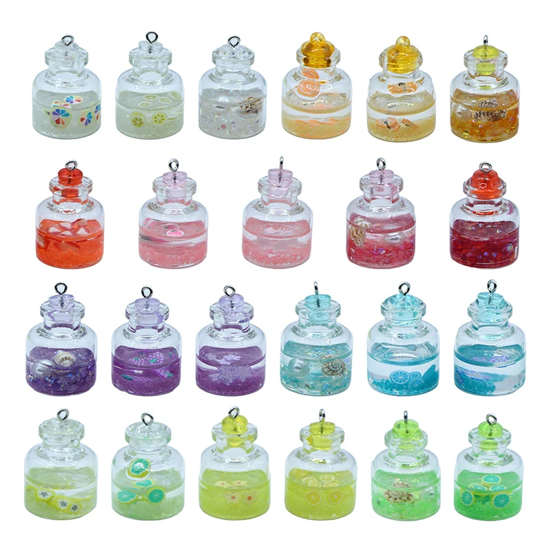 

2Pcs Dollhouse Luminous Glass Alah Bottle Quicksand Bottle Diy Key Chain Pendant Mobile Phone Pendant Scene Background Decor