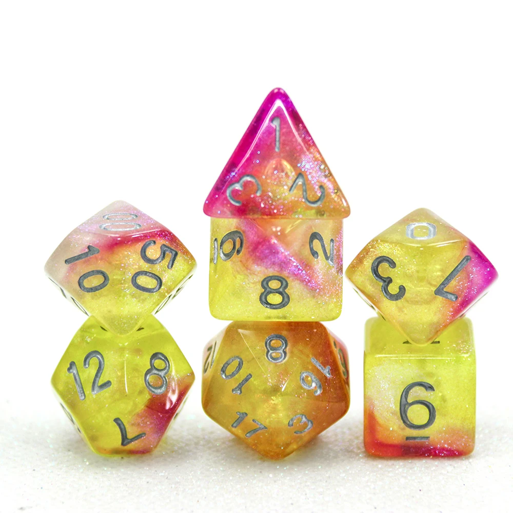 

3-Colors Polyhedral Dice Set,7pcs of D4 D6 D8 D10 D% D12 D20 Entertainment Toys for DNDGame TRPG Card Role Playing Board Games