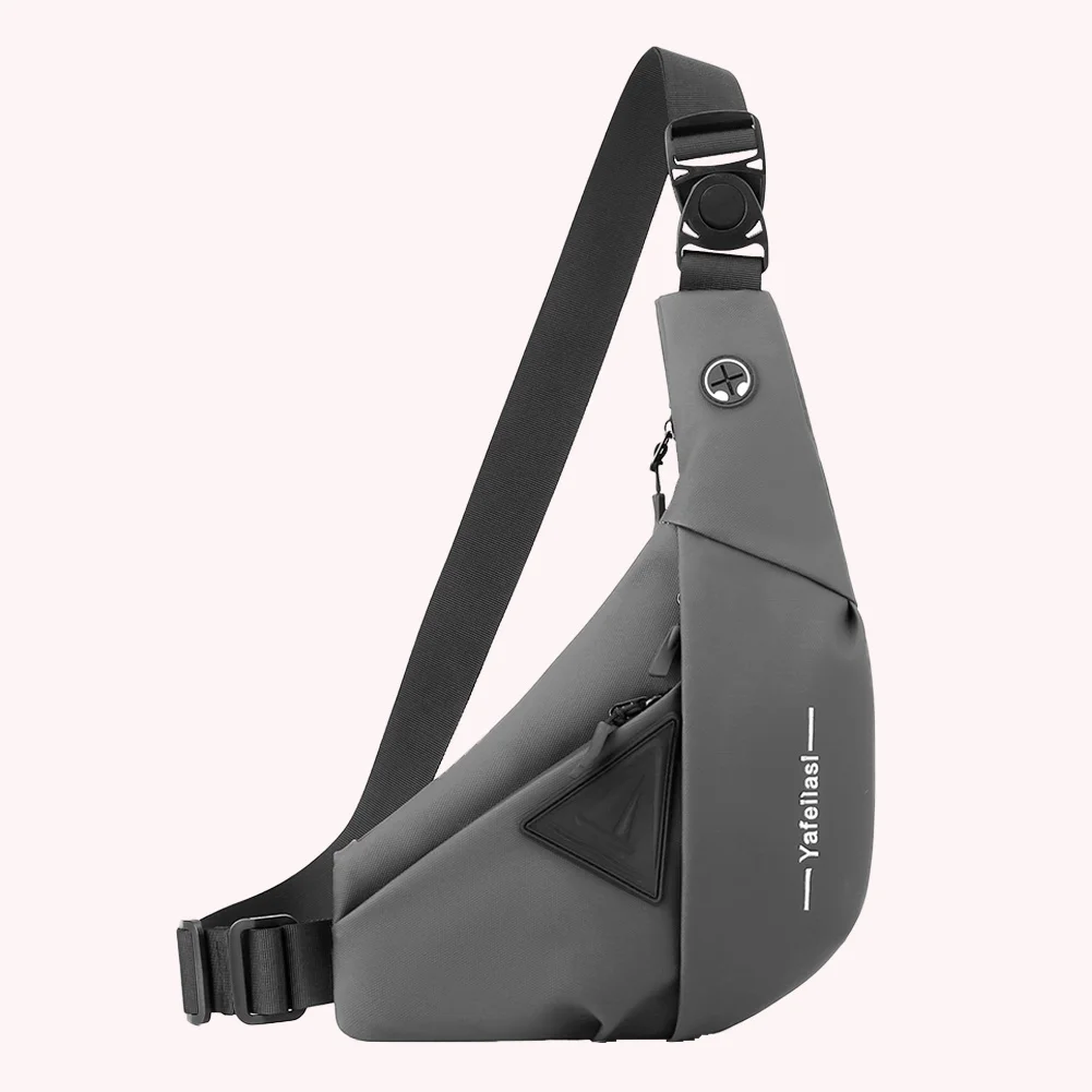 

Casual Crossbody Chest Bag Wear-resistant Sling Bag for Man with Headphone Hole Travel Chest Bag Multi-pocket for Outdoor Hiking