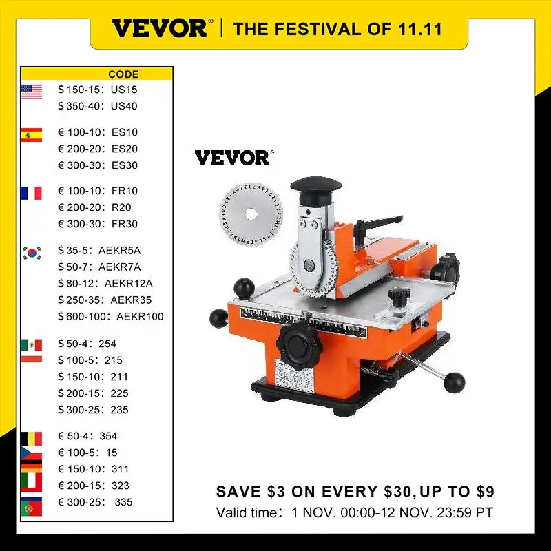 

VEVOR Semi-Automatic Metal Stamping Printer Sheet Embosser Metal Embosser Label Marking Machine for Copper Aluminum Plastic Iron