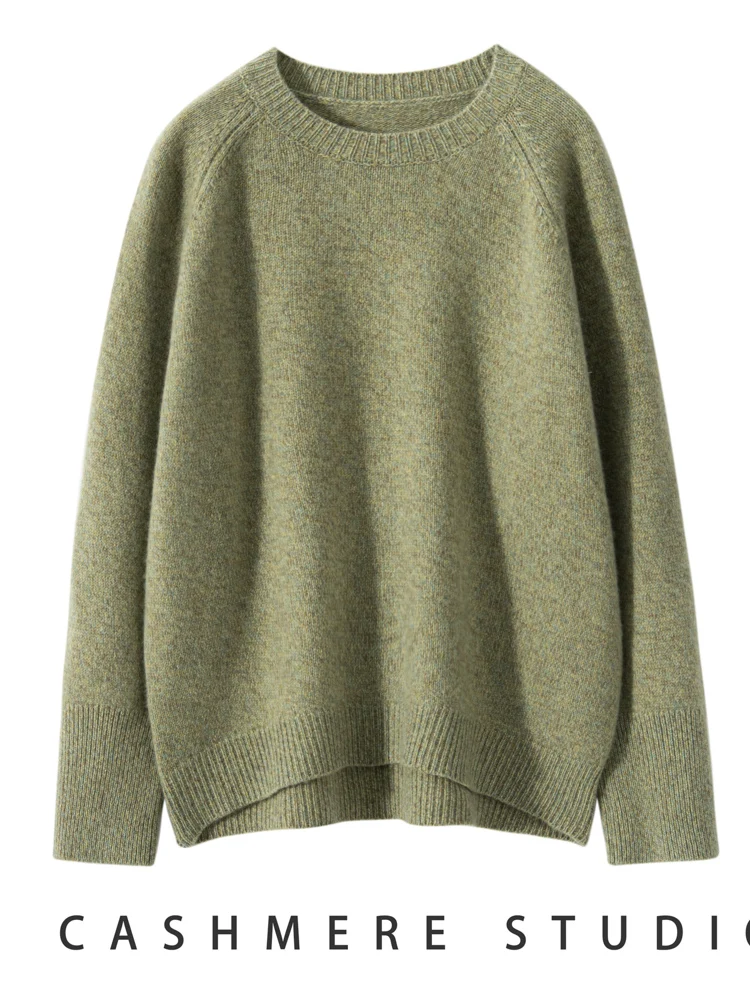 Высококачественный женский кашемировый свитер на зиму с круглым вырезом