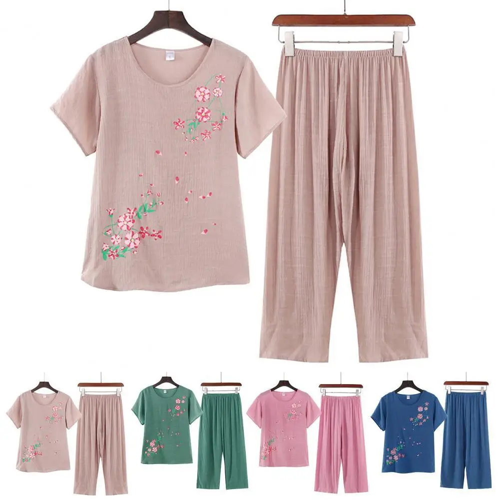 

XL-4XL Women pyjamas home clothes plus size sleepwear set short sleeve pajamas for women pijama sets cotton linen pijamas