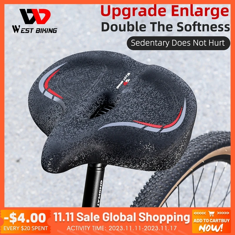

Bike Saddle Rainproof PU Surface Soft Memory Sponge Shockproof Bike Seat MTB Road Saddle Oversized Bicycle Saddle Seat
