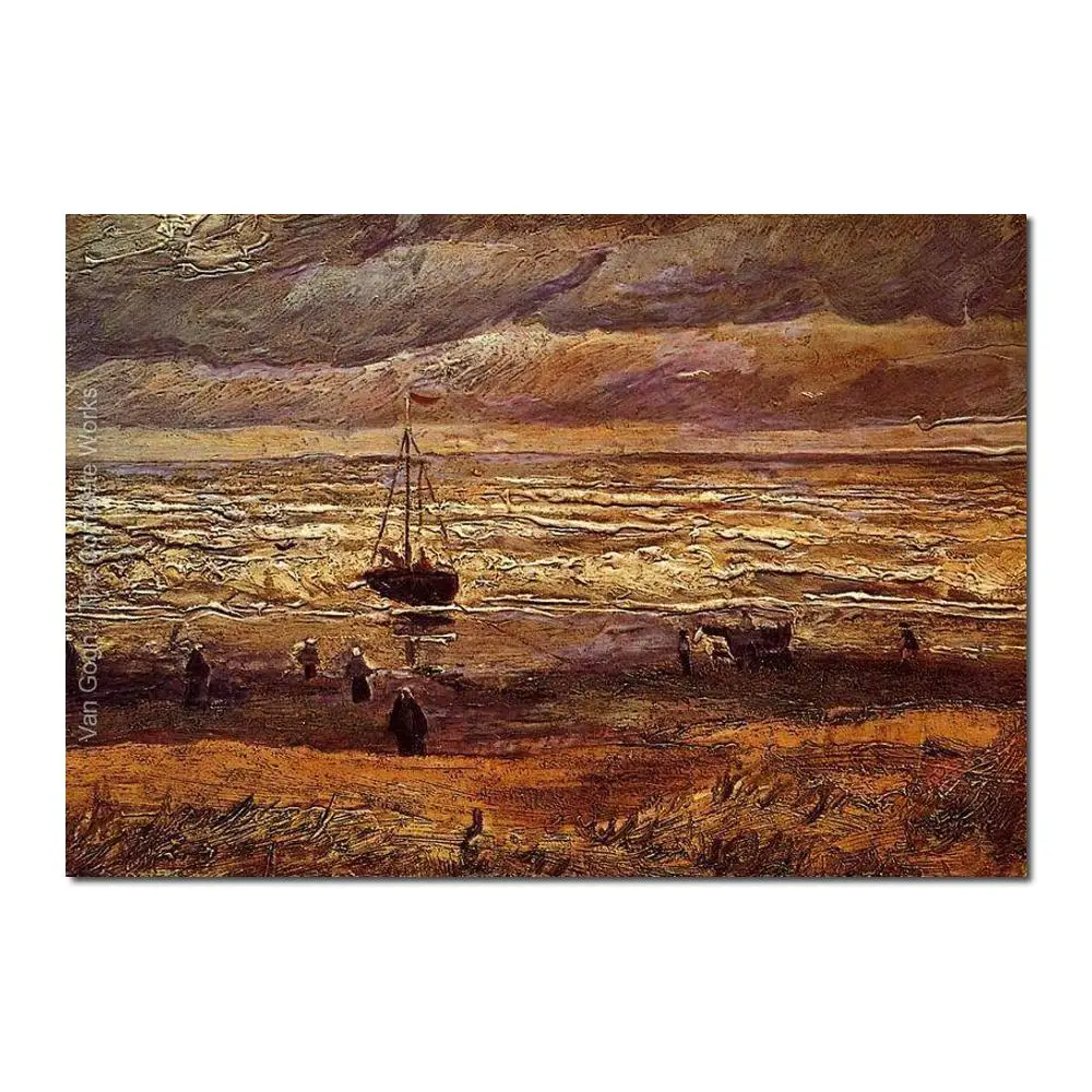 Картина на холсте пляж в сшевининге от Винсента Ван Гога ручная работа картина