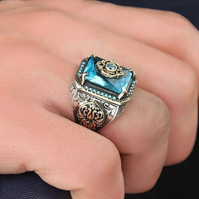 

1PC Vintage Handmade Turkish Signet Rings For Men Women Metal Silver Color New Valentine's Day Present