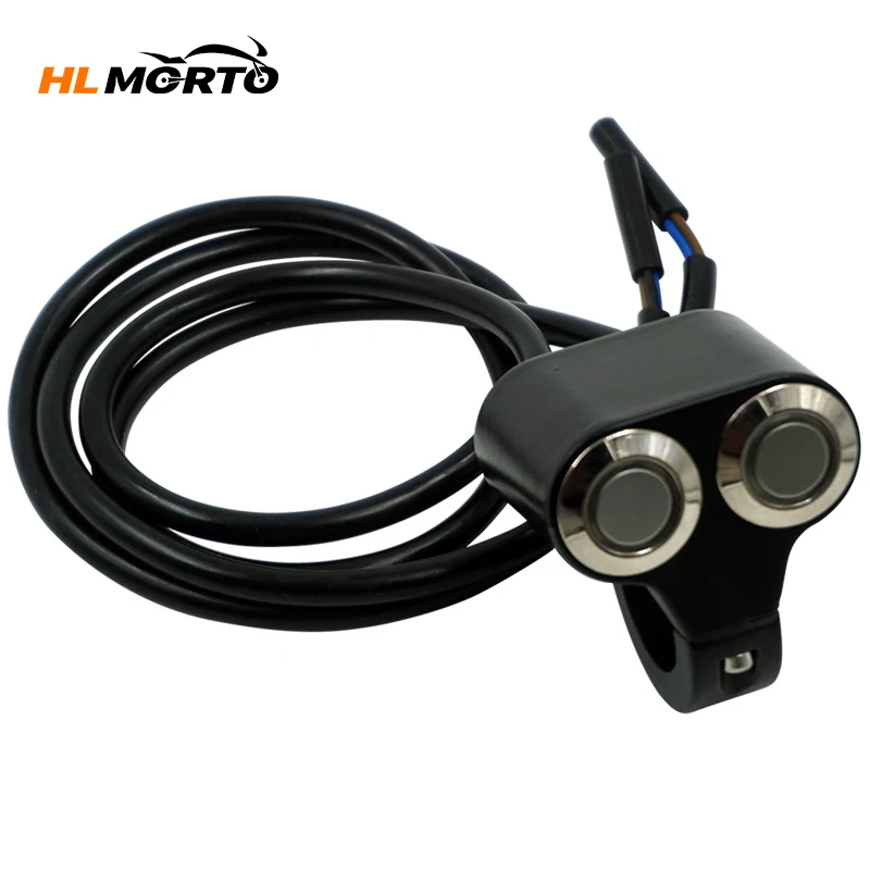 

22mm Aluminum Alloy Spotlights Headlamp Switch Handlebar Button With LED For ATV Scooter Headlight Hazard Brake Fog Light
