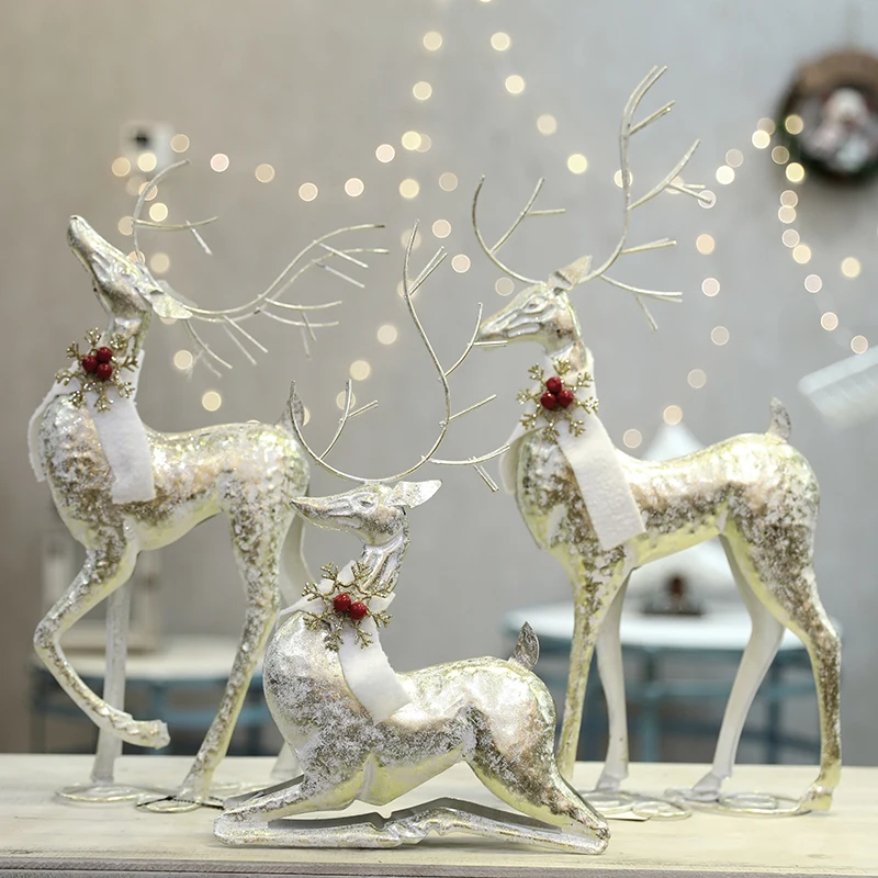 

Рождественское украшение для дома, Рождественский Серебряный олень, стоящие фигурки, лось, олень, куклы, Новогоднее украшение для вечеринки, украшение, подарок