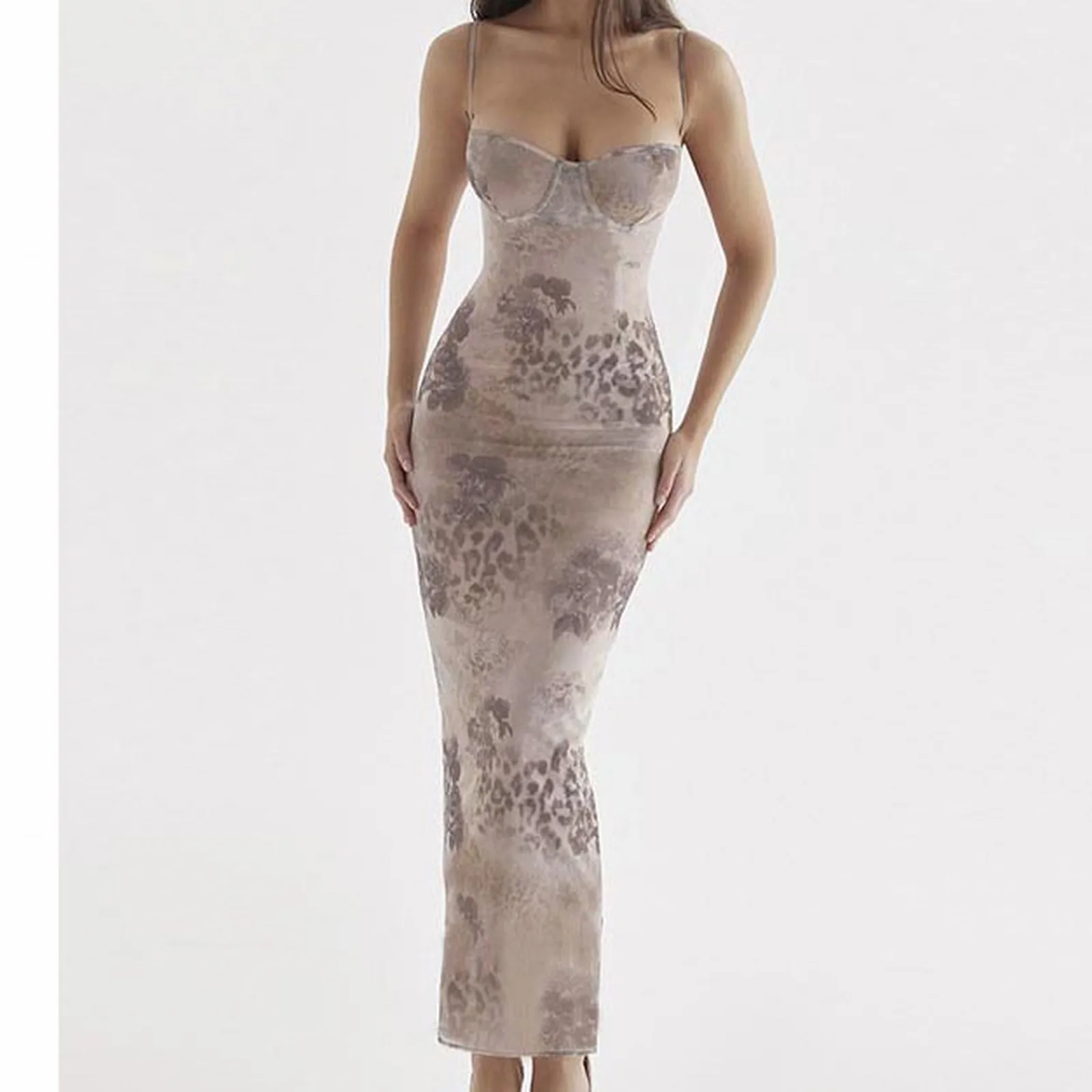 Темпераментное платье с тонкой талией для женщин винтажное макси принтом тай-дай