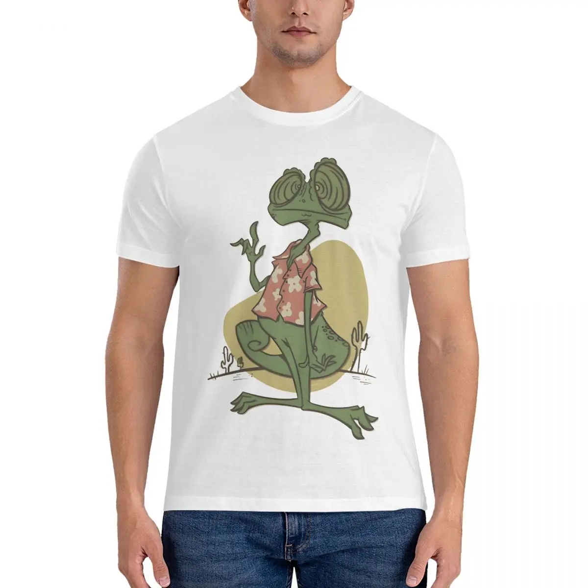 Мужская хлопковая футболка с коротким рукавом и круглым вырезом