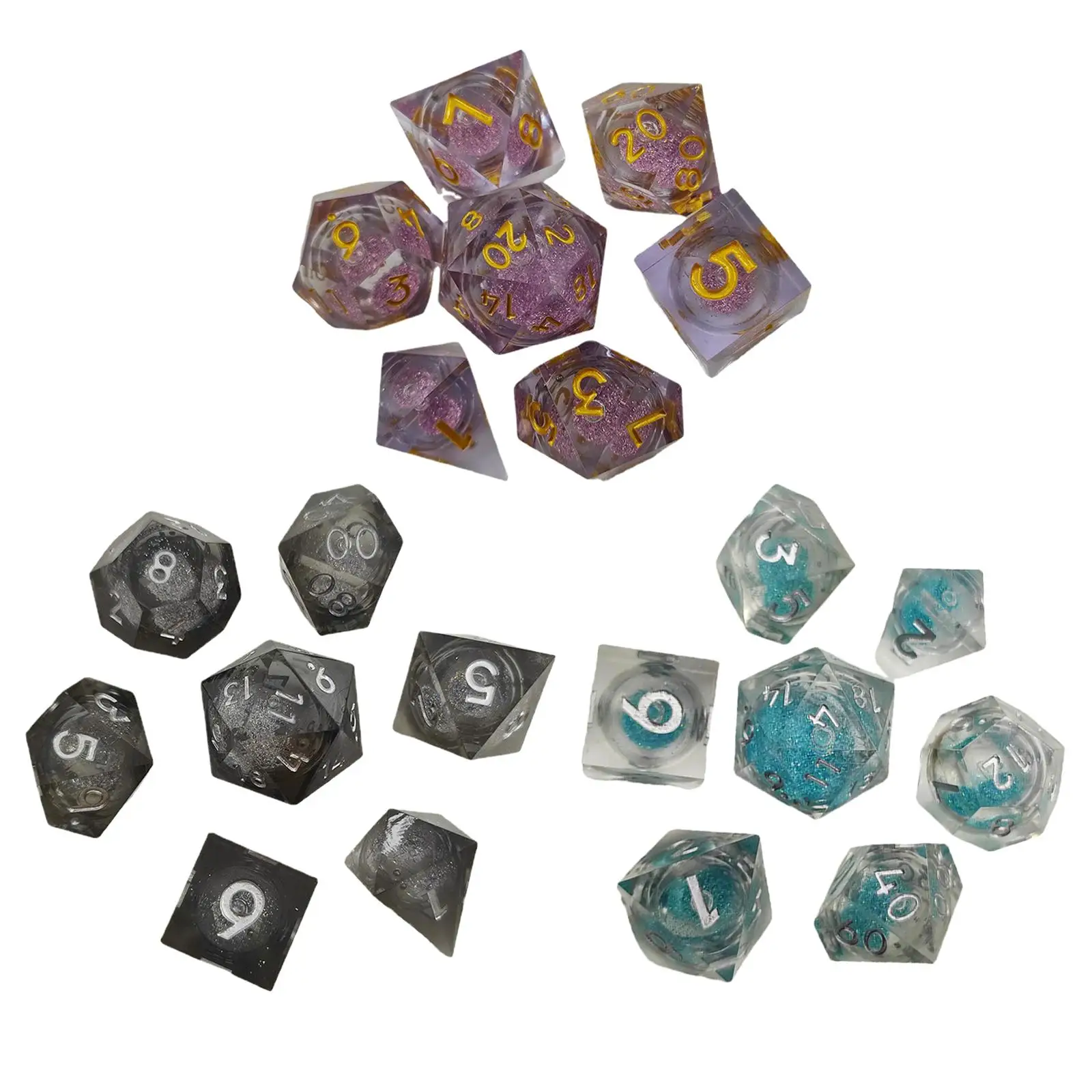 

7Pcs Polyhedral Dice D4 D6 D8 D10 D12 D20 Multi Sided Dice Digital Dices Set for DND RPG MTG Table Game Entertainment Kids Toy