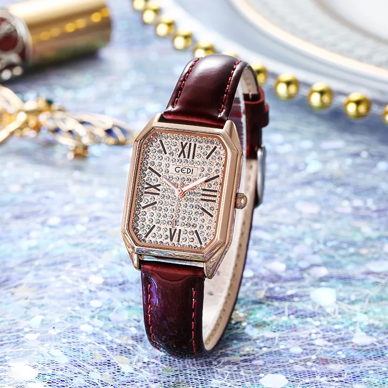 

Women's Light Luxury High-Grade Starry Diamond Rectangular Quartz Watch