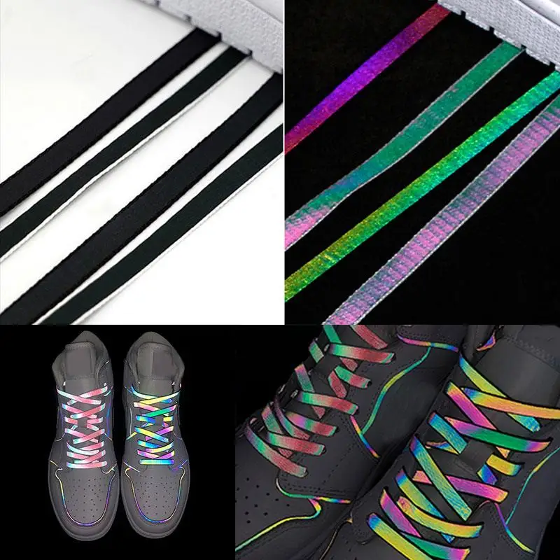 120/140/160cm Holographic Reflective Shoelace Rope Women Men Glowing In Dark Shoe Laces For Sneakers Sport Shoes Rope Bootlaces