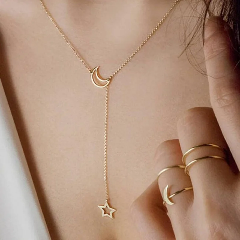 

European and American Style Women Necklace Delicate Accessories Fashion Jewelry for Women Simple Moon Clavicle Chain Girl Gift