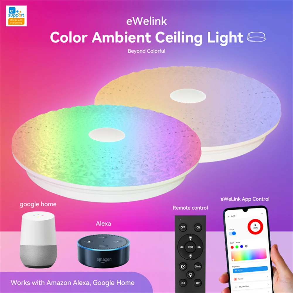 

Ceiling Lamp Convenient Mobile Remote Control Wifi Smart Voice Remote Control Multi-color Lights Are Dimmable Smart Home
