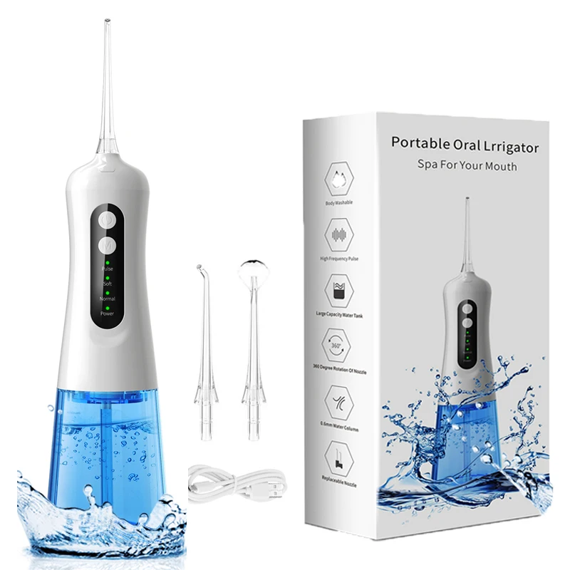 

2022 New Portable Oral Irrigator M208 USB Rechargeable Water Flosser Dental Water Jet 300ML Water Tank Waterproof Teeth Cleaner