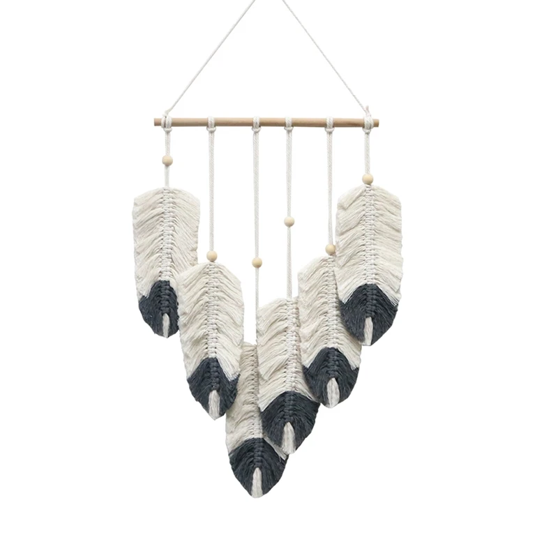 

Переплетенный гобелен с листьями и кисточками для гостиной, спальни, кабинета, креативное настенное украшение в стиле бохо, домашний декор, ...