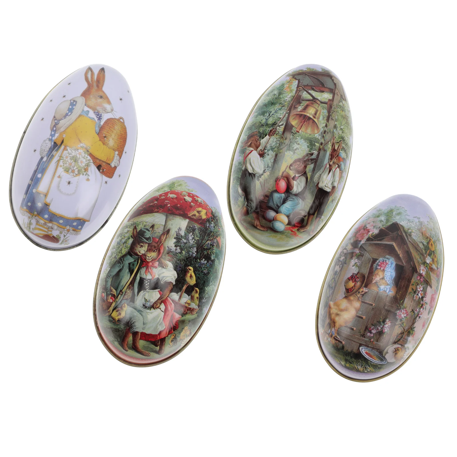 

4Pcs Box Candy Box Tin Container Easter Accessory Egg-shaped Easter Box for Candy Easter Festival Gift