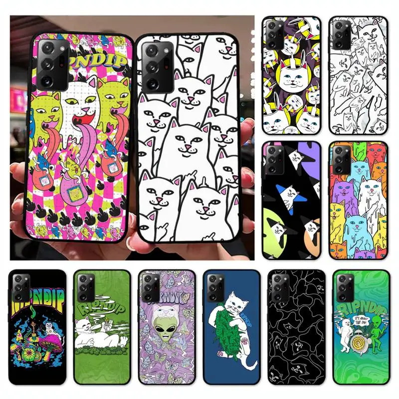 

Middle cute fingers cat-RIPNDIPS Phone Case for Samsung Note 20 Ultra 10 Pro 9 8 5 M51 M31 M30 S M20 M11 M10 A20S A32 Cover