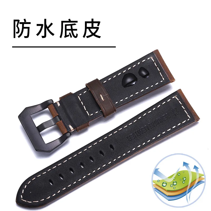 Quick Release Leather Watch Strap For Panerai Pam111/441 Cowhide Genuine Leather 22mm 24mm 26mm Crazy Horse Watch Band
