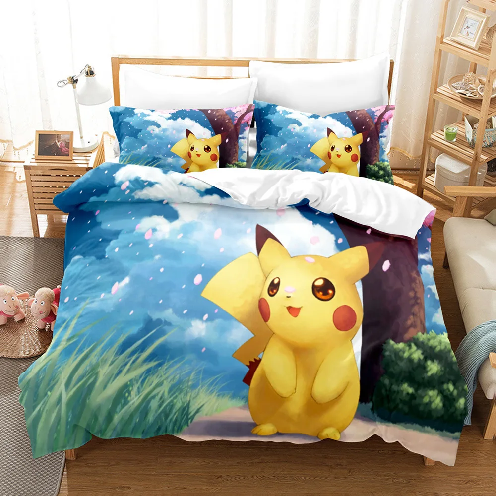 

Трехкомпонентное одеяло с 3d-цифровым принтом Digimon Pikachu для хорошего ночного сна, теплое и удобное