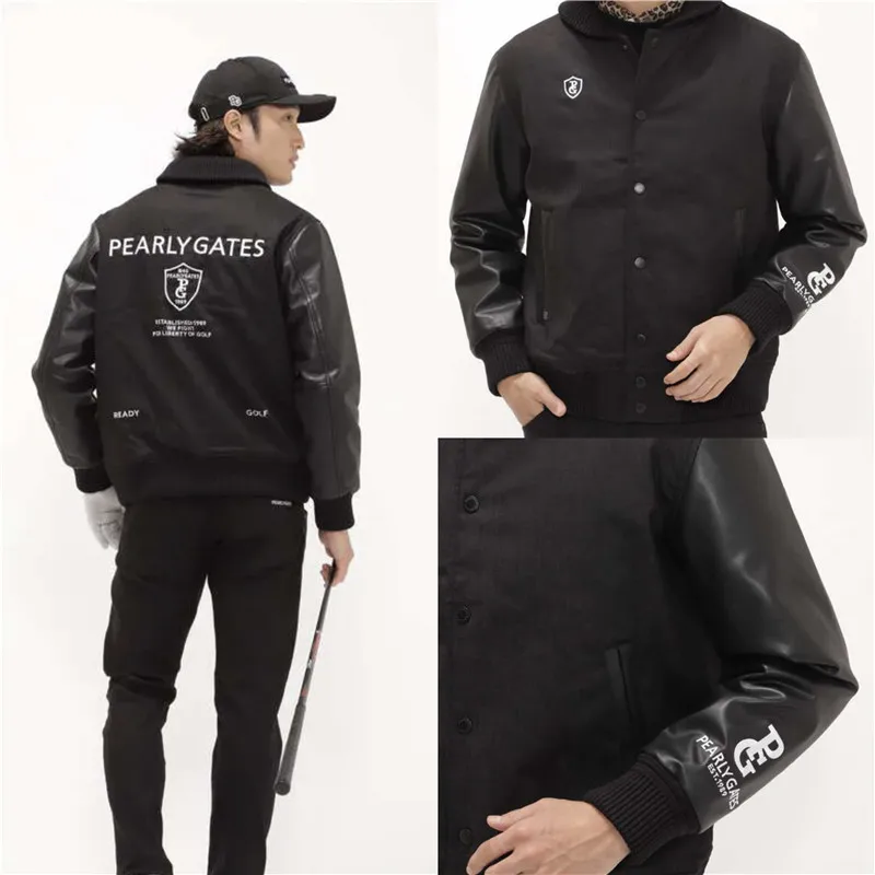 

Перламутровая фабрика ворот мужская осенне-зимняя куртка для гольфа мужская одежда джинсовая бейсбольная куртка из искусственной кожи