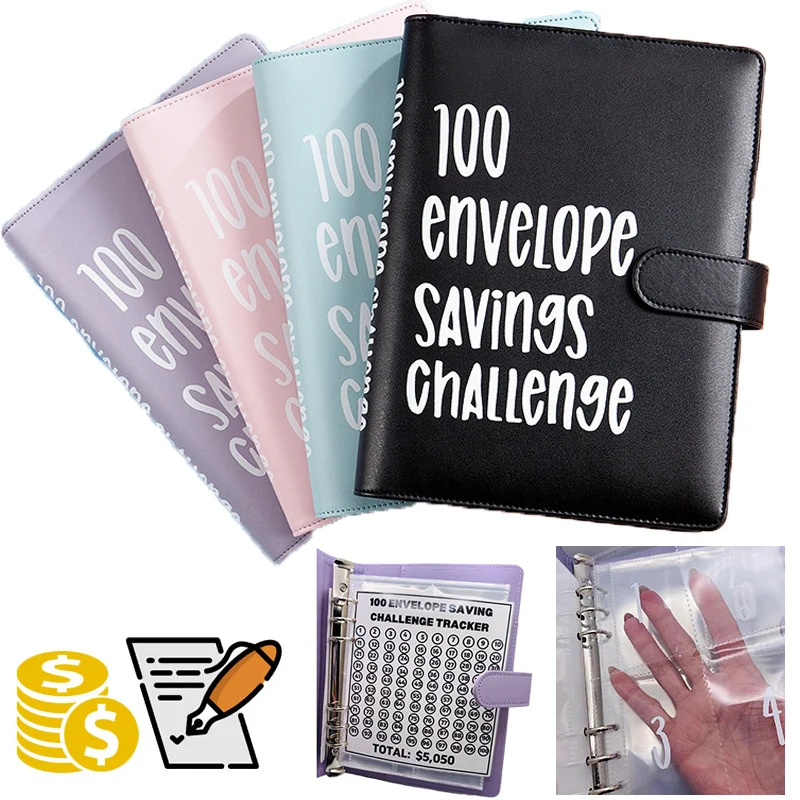 

100 дней конверт вызов Связывание простой и Забавный способ сэкономить $5050 сложность Связывание бюджетных бумаг с наличными конвертами