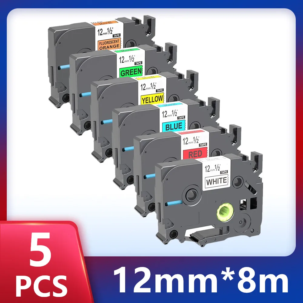 

5 PCS Ptouch Tape 12mm Laminated for Brother Label Maker TZe-231 TZe231 Compatible for Brother PT-D210 PT-D400 PT-D600 PT-1280