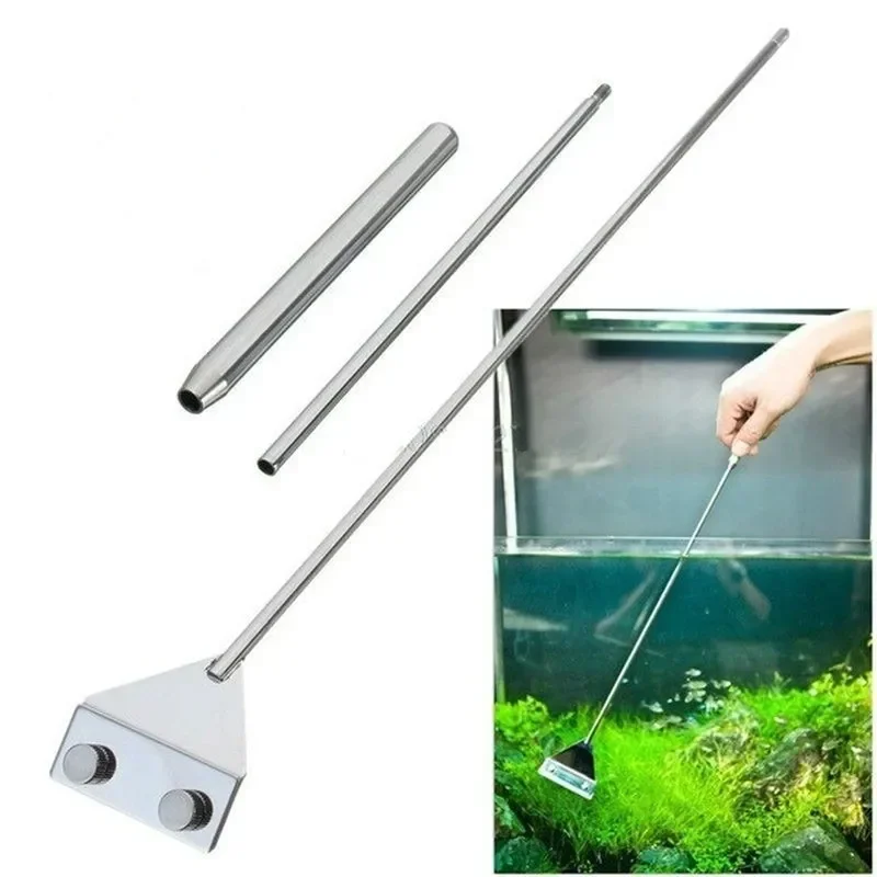 

Инструменты для очистки резервуара, аксессуары для очистки рыбных водорослей, удлиненная бритва, стальной аквариумный скребок для домашних животных