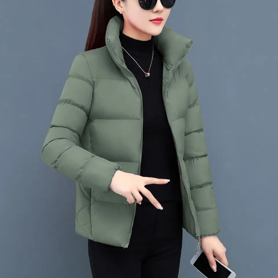 2023 New Winter Warm Short Parkas Women Fashion Coats Elegant Zipper Cotton Korean Style Ladies Casual Female Outwear C01