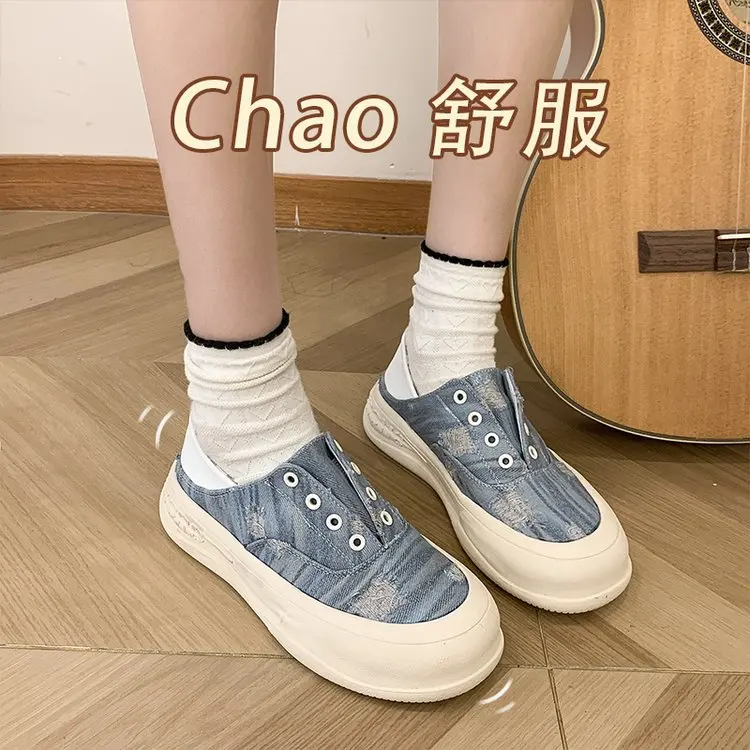 

Women Shoes Spring and Autumn Women's Shoes Vulcanized Mesh Cloth Breathable Fashion Comfortable Round Head Zapatillas De Mujer