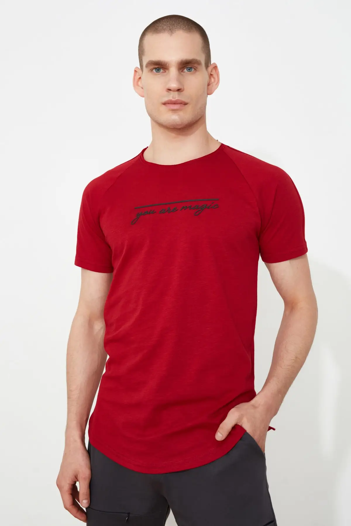 

Trendyol Male Slim Fit Bike Collar Short Sleeve Printed T-Shirt TMNSS21TS1122