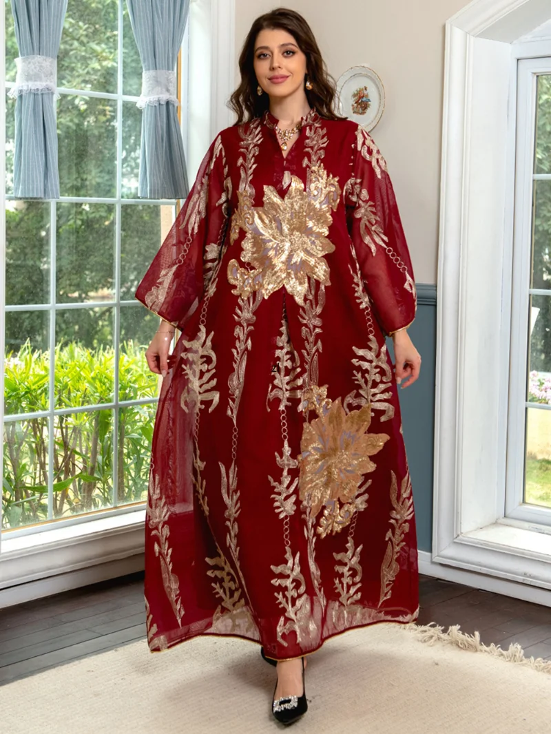 Eid Mubarak Abaya Dubai Turkey Muslim Long Sleeve Dress Islamic Clothing Wedding Party Gown Caftan Marocain Djellaba Femme
