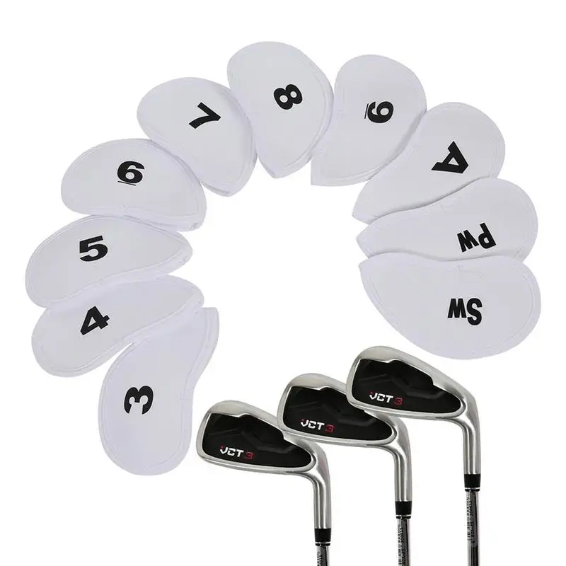 

Head Covers For Golf Clubs 10PCS Embroidered Club Label Set For Irons Woods Hybrids Golf Accessories For Men Driver Headcover