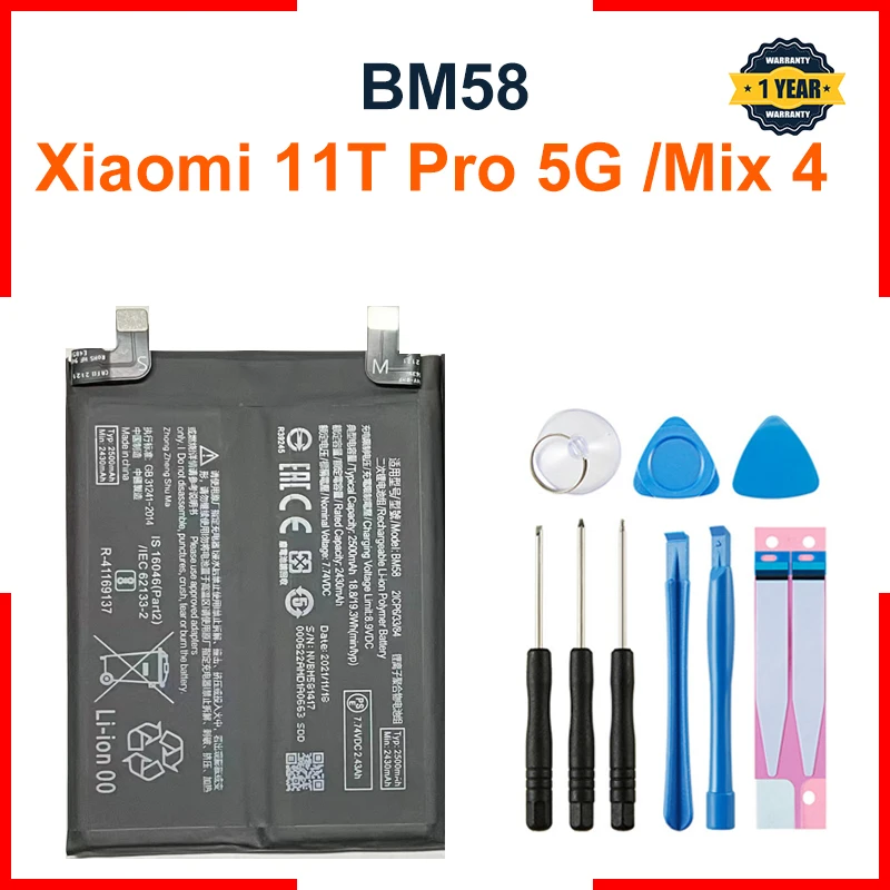 

2023 Latest Production Xiao mi BM58 5000mAh Original Battery For Xiaomi 11T Pro 5G Mix 4 Mix4 Mobile Phone Batteria + Free Tools